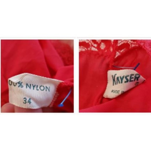 NWOT Vintage Sexy Hot Red Slip. Lace Nylon Chemise - Picture 6 of 10